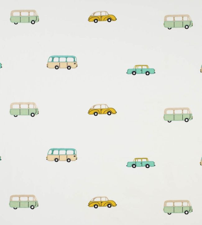 Broderie Vintage Cars Nursery Fabric - Green