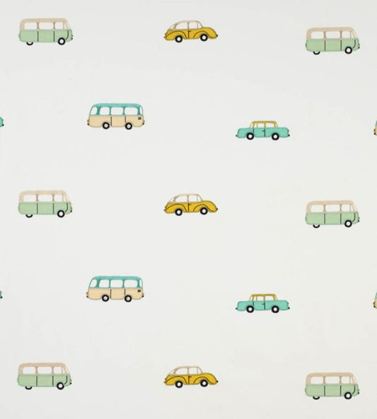 Broderie Vintage Cars Nursery Fabric - Green