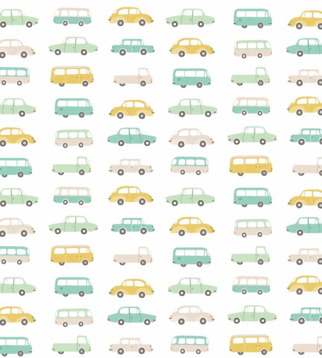 Vintage Cars Nursery Fabric - Multicolor