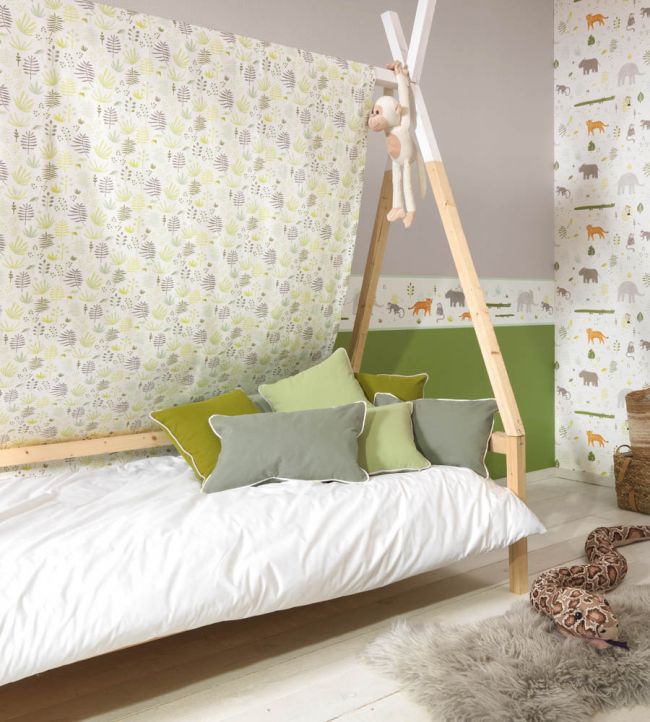 All Over Jungle Nursery Room Fabric - Multicolor