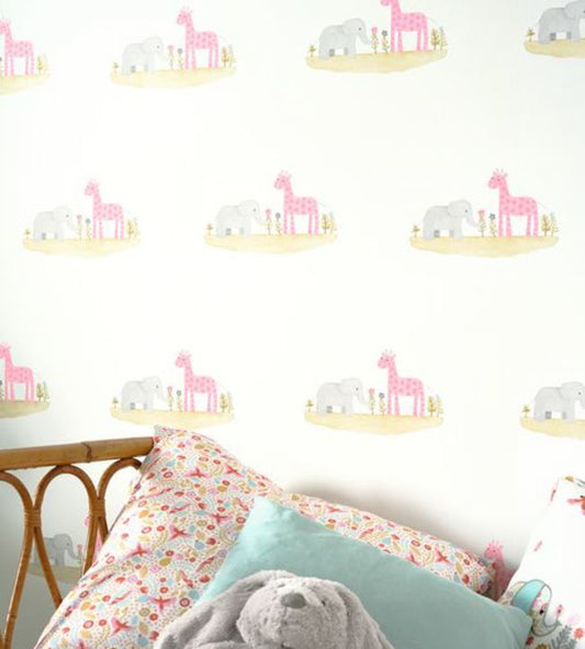 Mauris & Candice Nursery Room Wallpaper - Pink