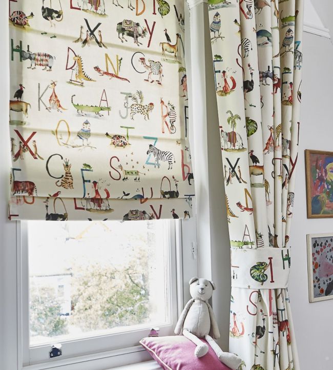 Animal Alphabet Nursery Room Fabric - Pink