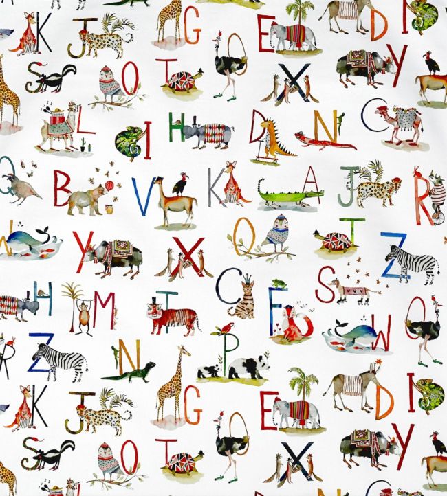 Animal Alphabet Nursery Fabric - Pink