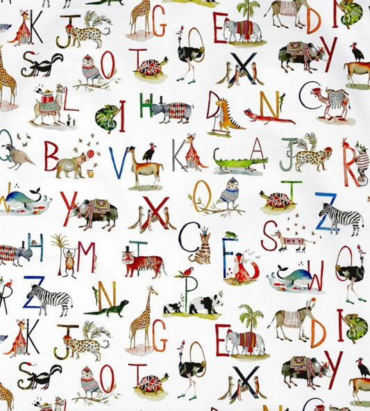 Animal Alphabet Nursery Fabric - Pink
