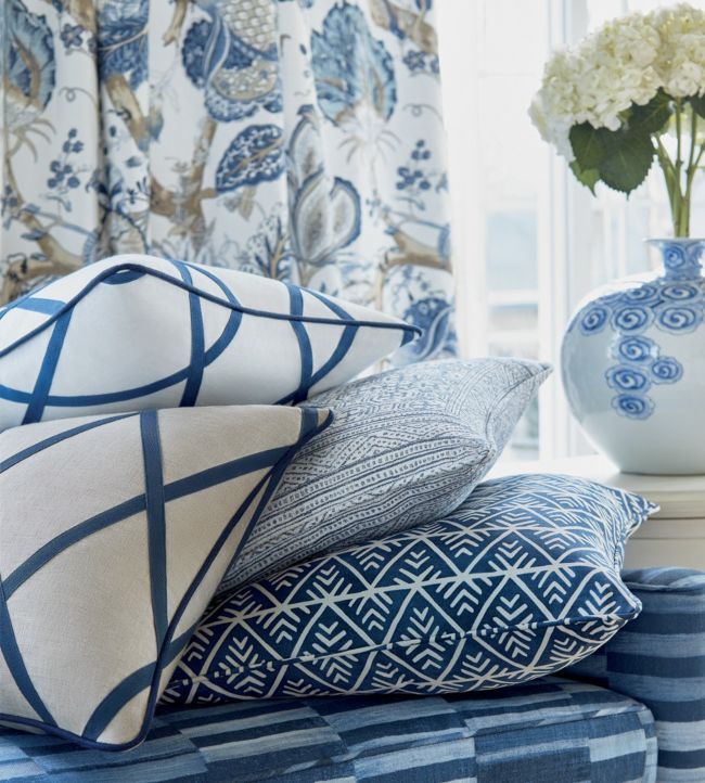 Tarascon Trellis Applique Nursery Room Fabric - Blue