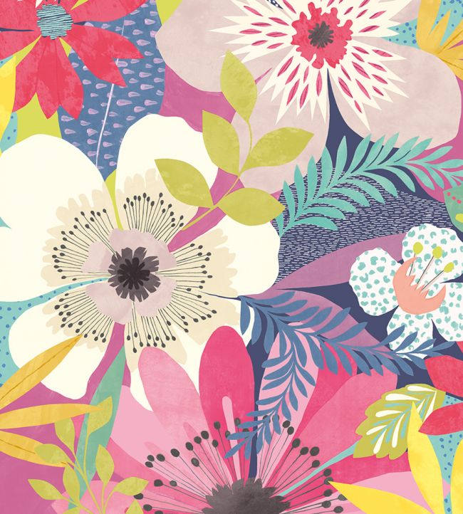 Floral Riot Nursery Wallpaper - Purple