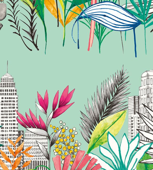 Urban Tropic Nursery Wallpaper - Green