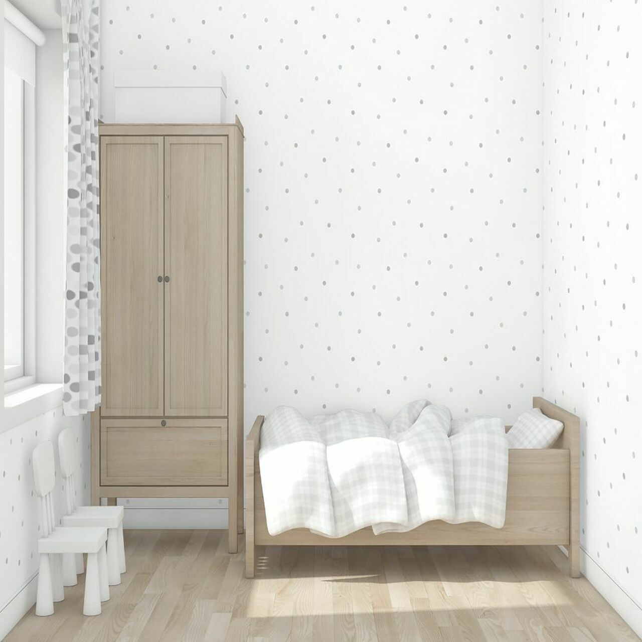 Just 4 Kids 2 Dot Nursery Room Wallpaper - Blue