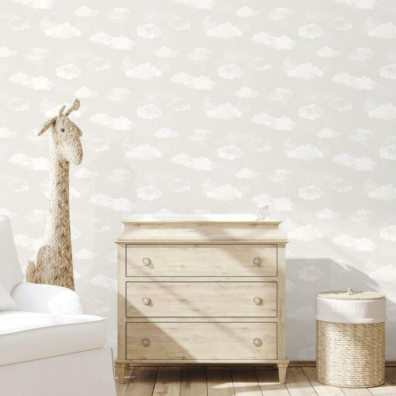 Cloud Tiny Tots 2 Nursery Room Wallpaper - Gray
