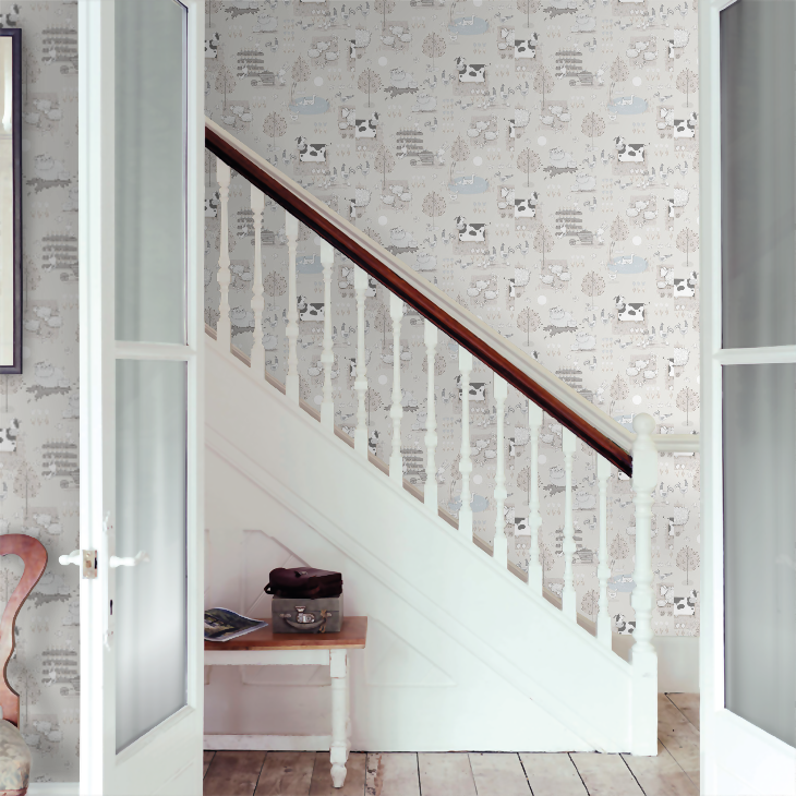 Farmland Nursery Room Wallpaper 5 - Gray