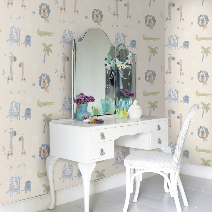 Jungle Friends Nursery Room Wallpaper 8 - Pink