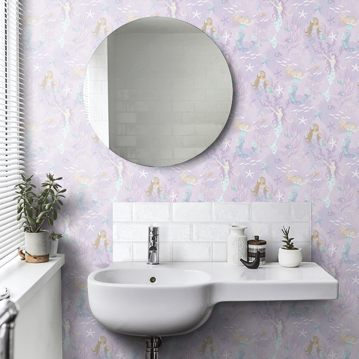 Mermaids Nursery Room Wallpaper 4 - Purple
