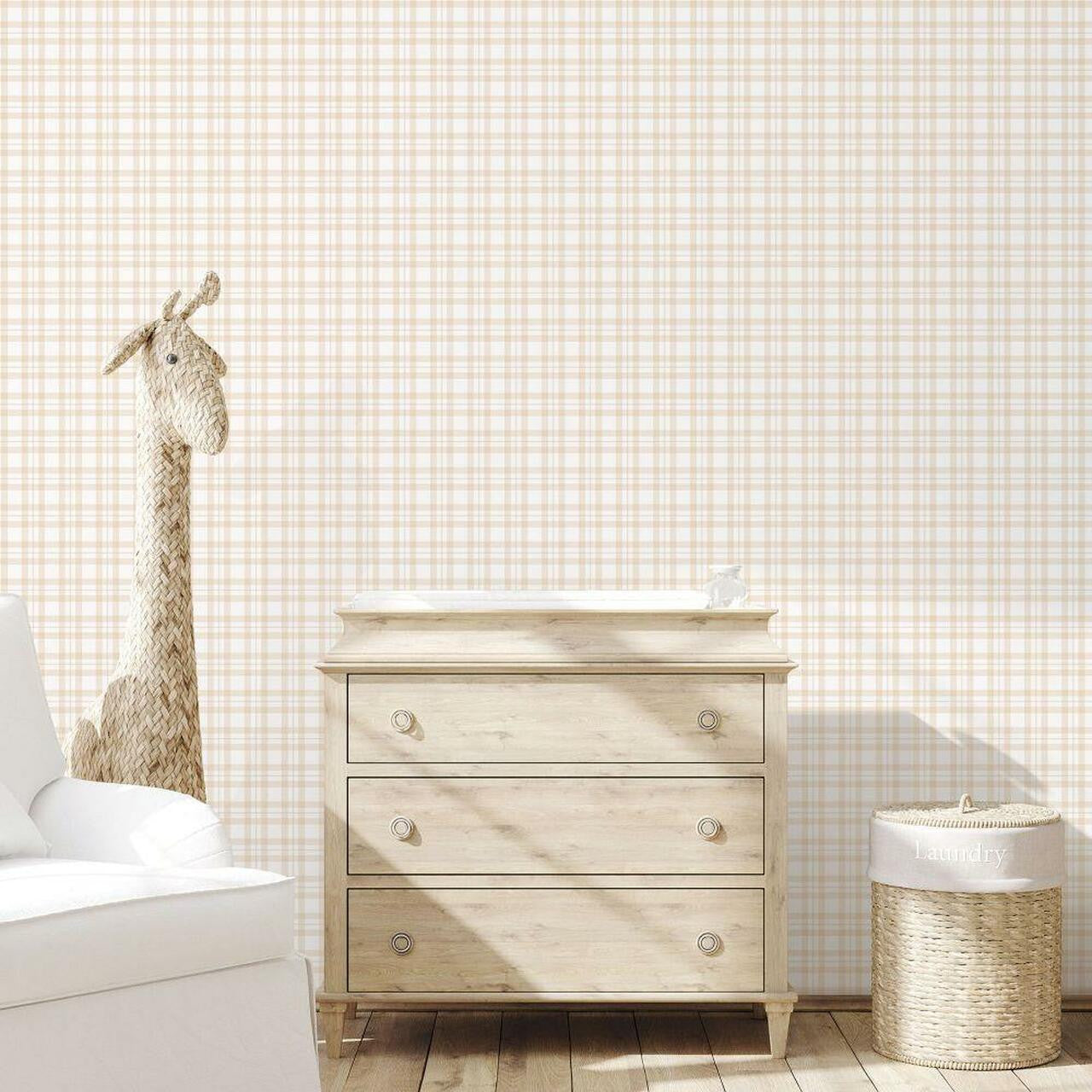 Plaid Tiny Tots 2 Nursery Room Wallpaper - Sand