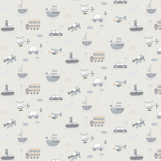 Transportation Nursery Wallpaper - Gray