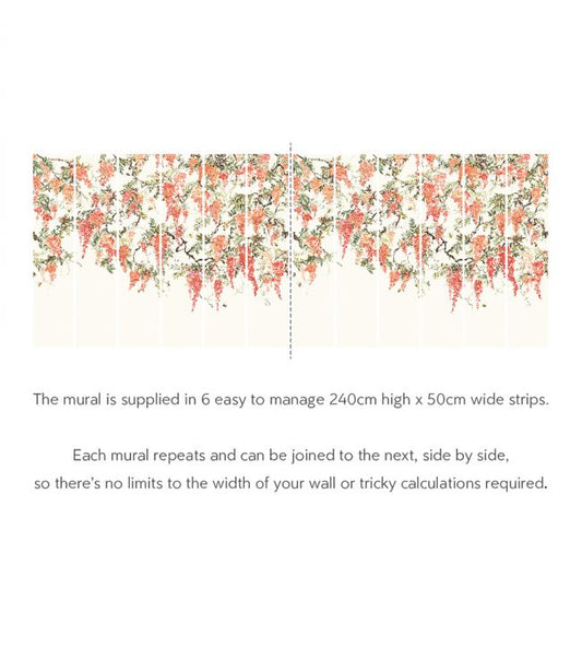 Trailing Wisteria Nursery Room Wallpaper - Orange