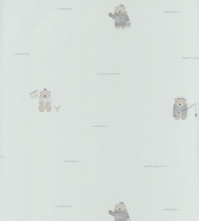 Ours Plage Nursery Wallpaper - Silver
