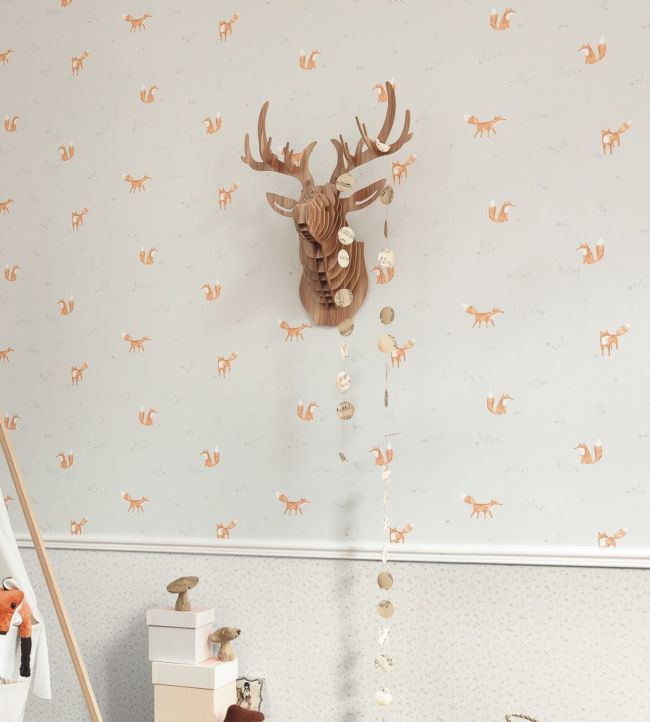 Renard Nursery Room Wallpaper - Silver