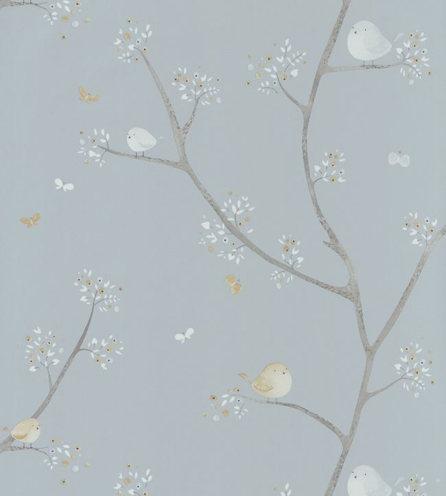 Oiseaux Nursery Wallpaper - Blue