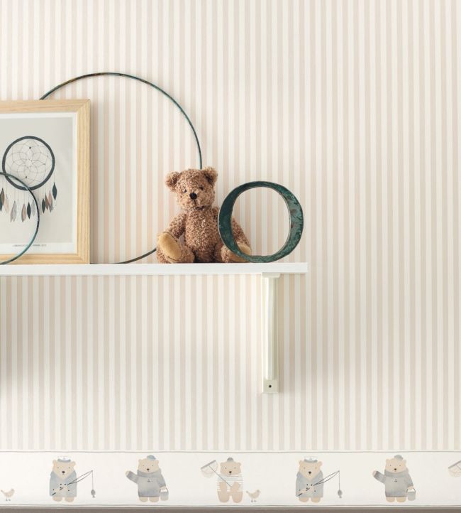 My Little World Rayure Nursery Room Wallpaper - Cream