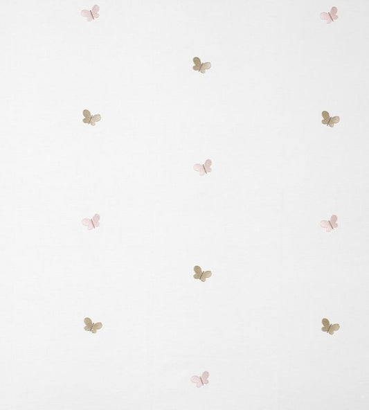 Papillons Brodes Nursery Fabric - White