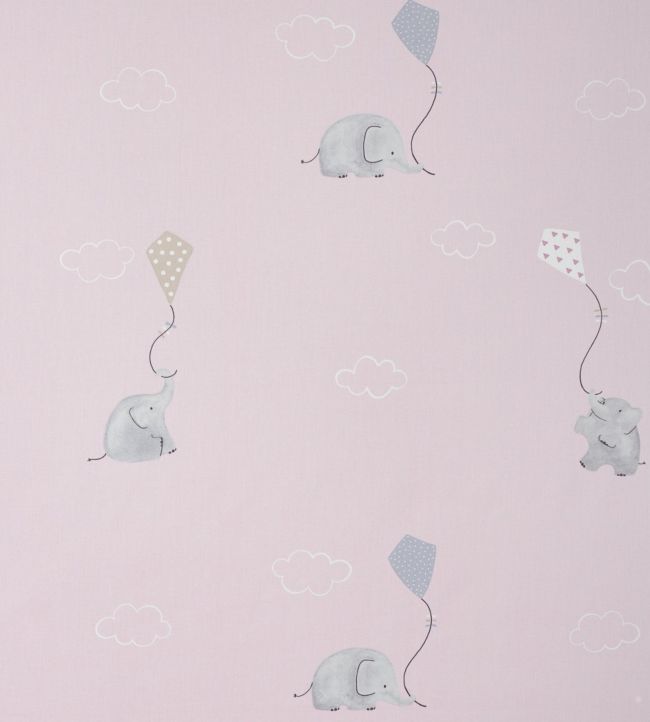 Elephants Nursery Fabric - Pink