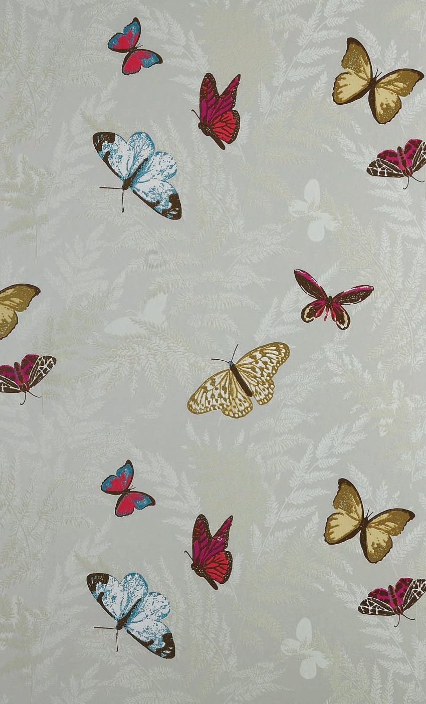 Farfalla Nursery Wallpaper - Silver