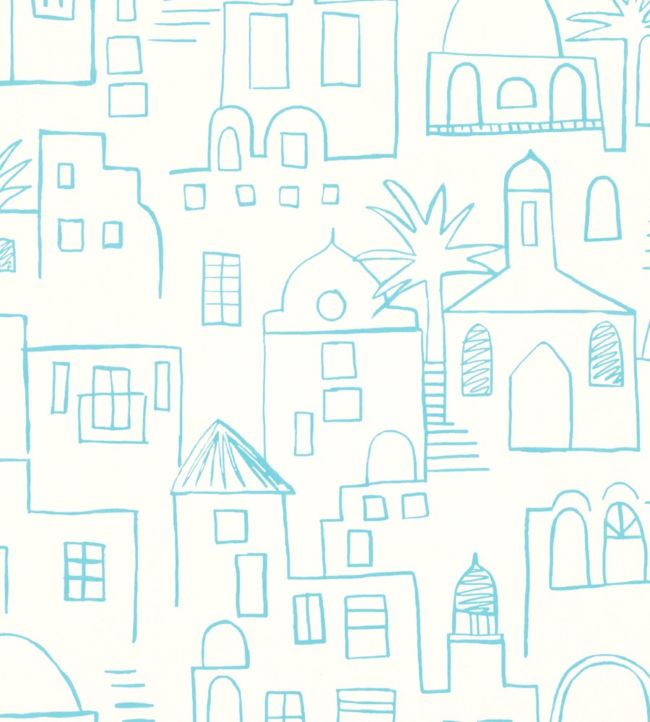 Teeny Santorini Nursery Wallpaper - Blue