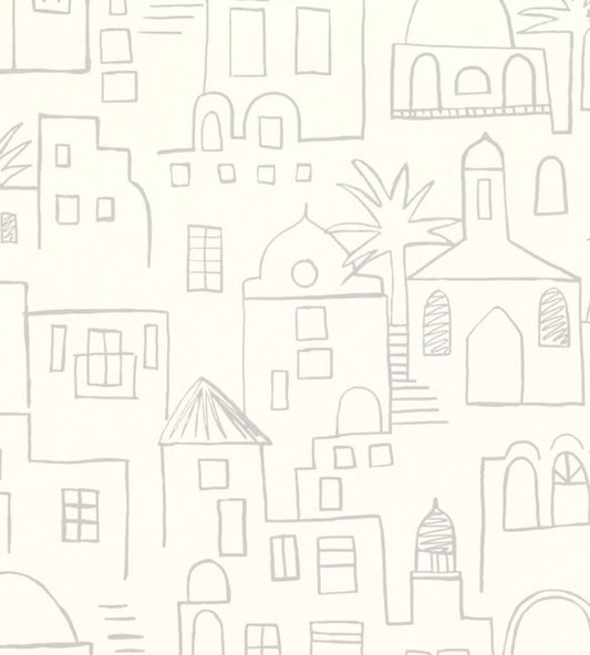 Teeny Santorini Nursery Wallpaper - White