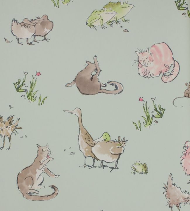 Quentins Menagerie Nursery Wallpaper - Gray