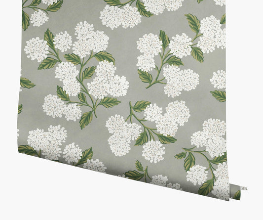 Hydrangea Wallpaper - Silver - Rifle
