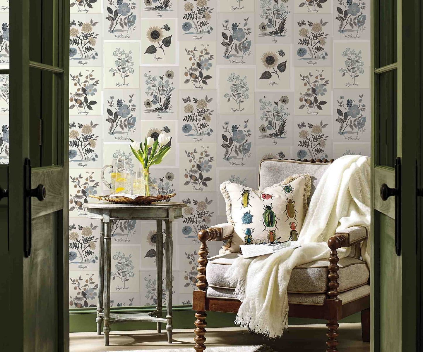 Botanical Prints Wallpaper - Silver - Rifle