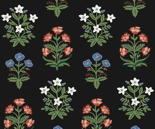 Mughal Rose Wallpaper - Green - Rifle