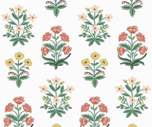 Mughal Rose Wallpaper - Multicolor - Rifle
