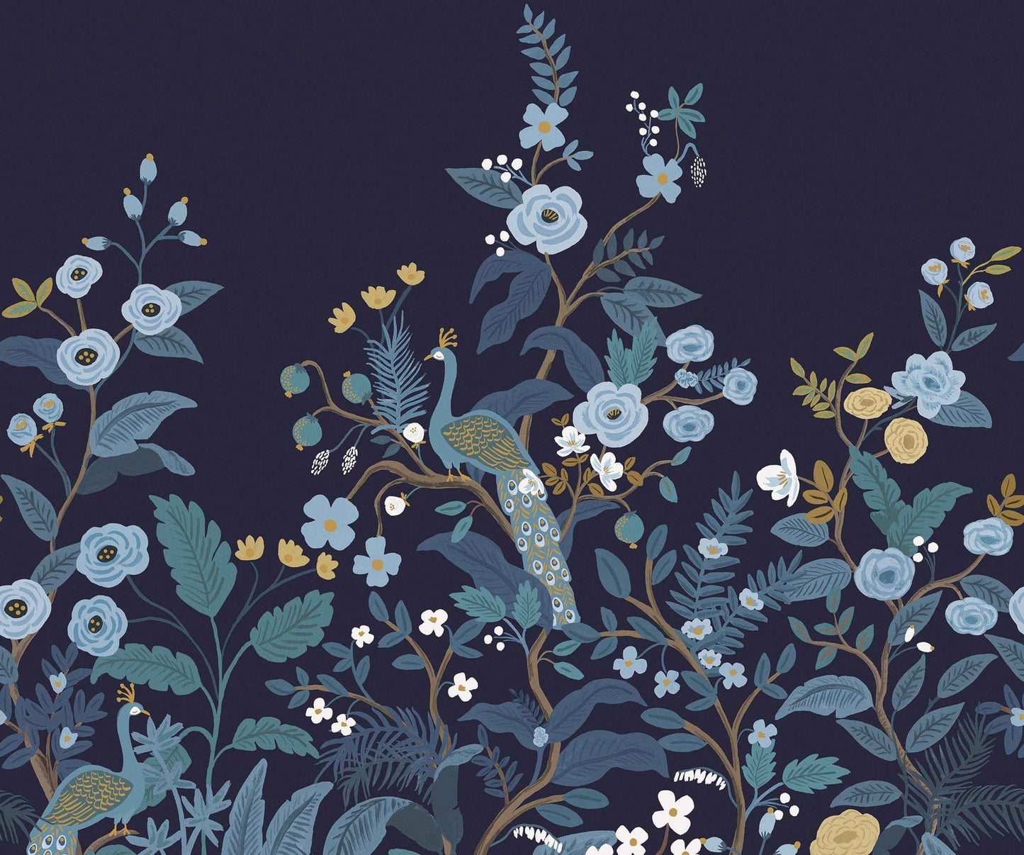 Peacock Wallpaper Mural - Blue - Rifle