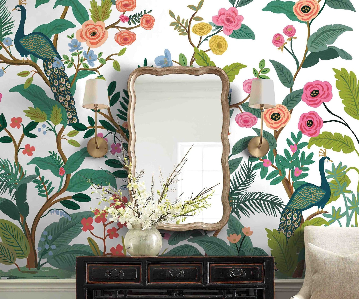 Peacock Wallpaper Mural - Multicolor - Rifle
