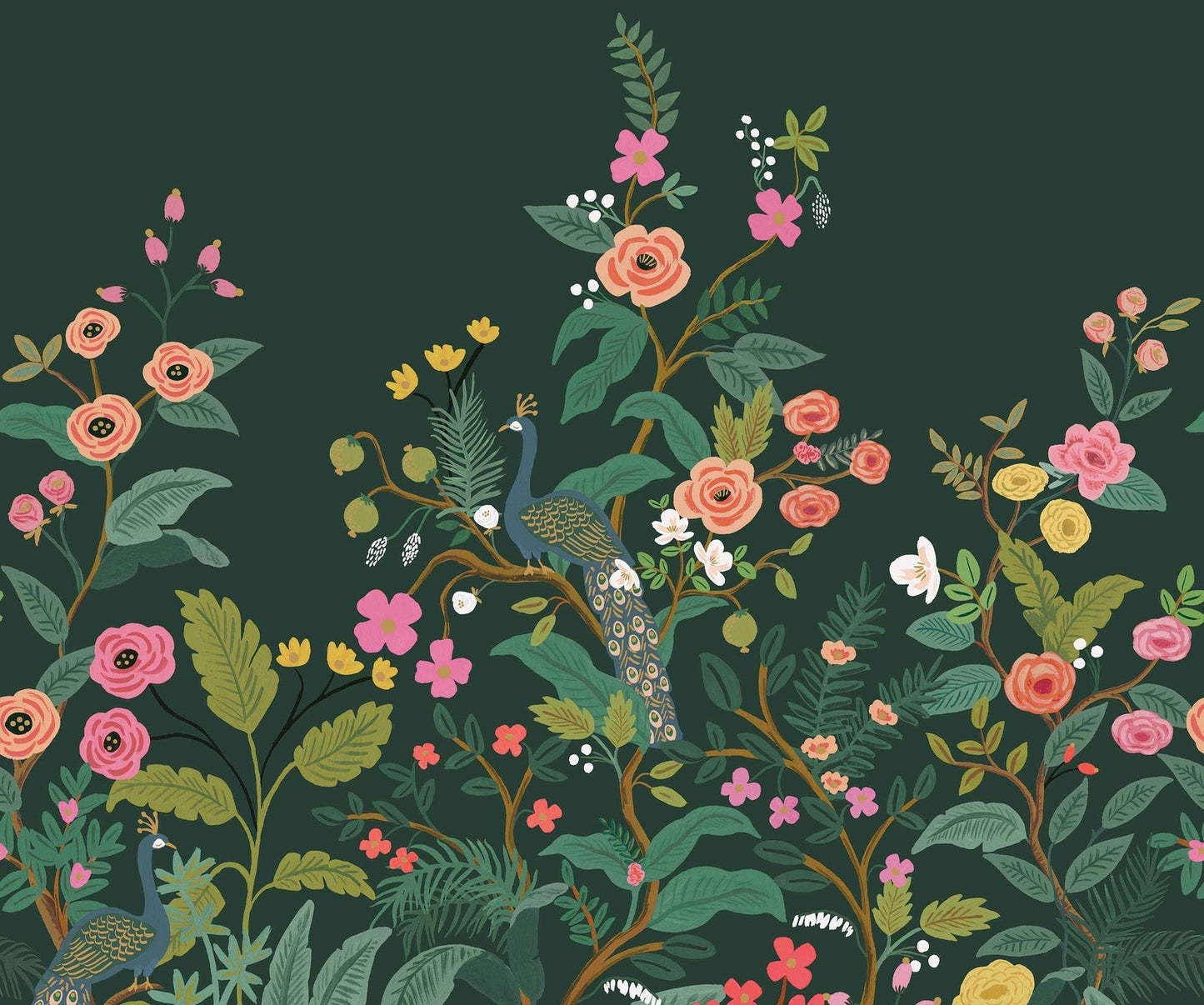 Peacock Wallpaper Mural - Green - Rifle