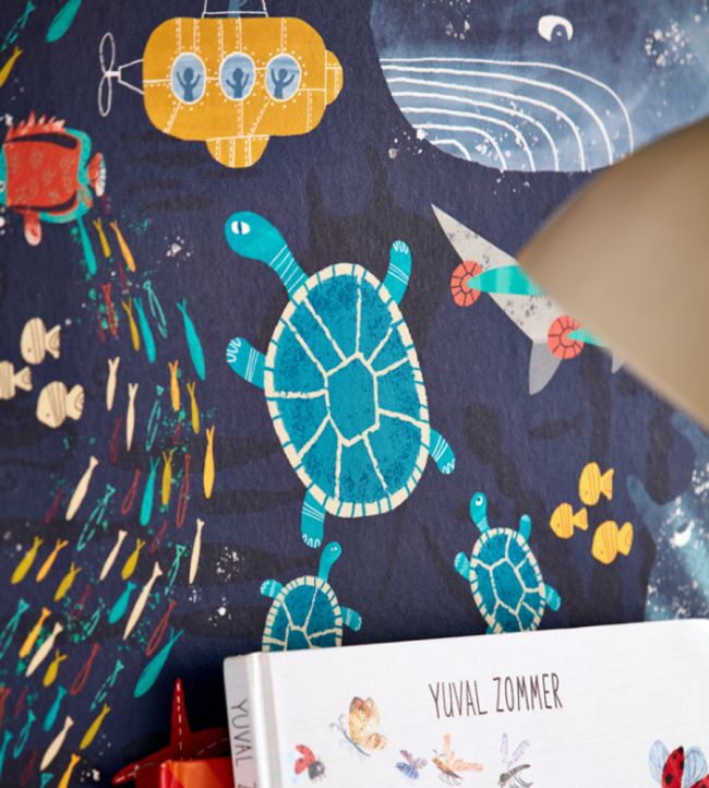 Beneath The Waves Nursery Room Wallpaper 2 - Blue