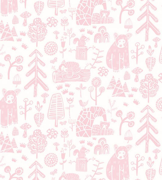 Honeywood Bears Nursery Wallpaper - Pink