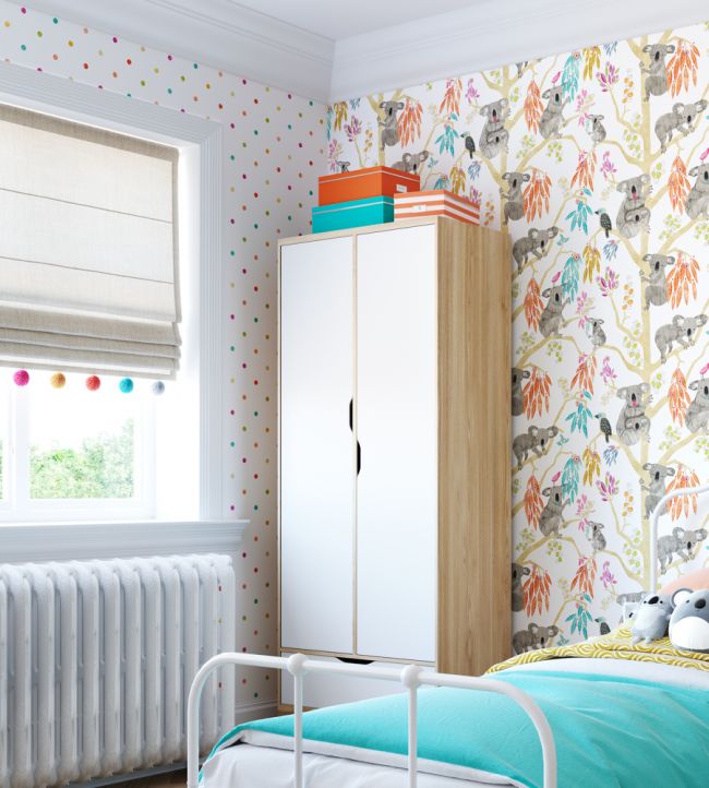 Doodle Spot Nursery Room Wallpaper - White