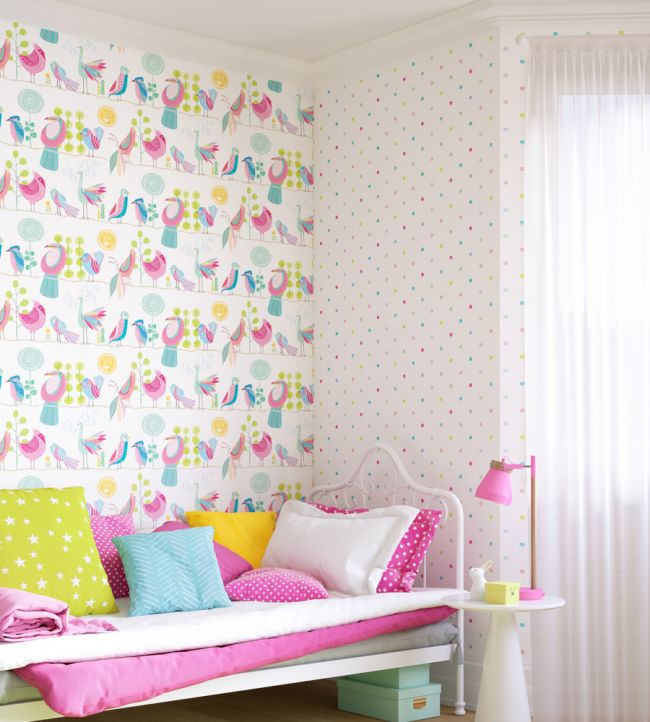 Doodle Spot Nursery Room Wallpaper - Multicolor