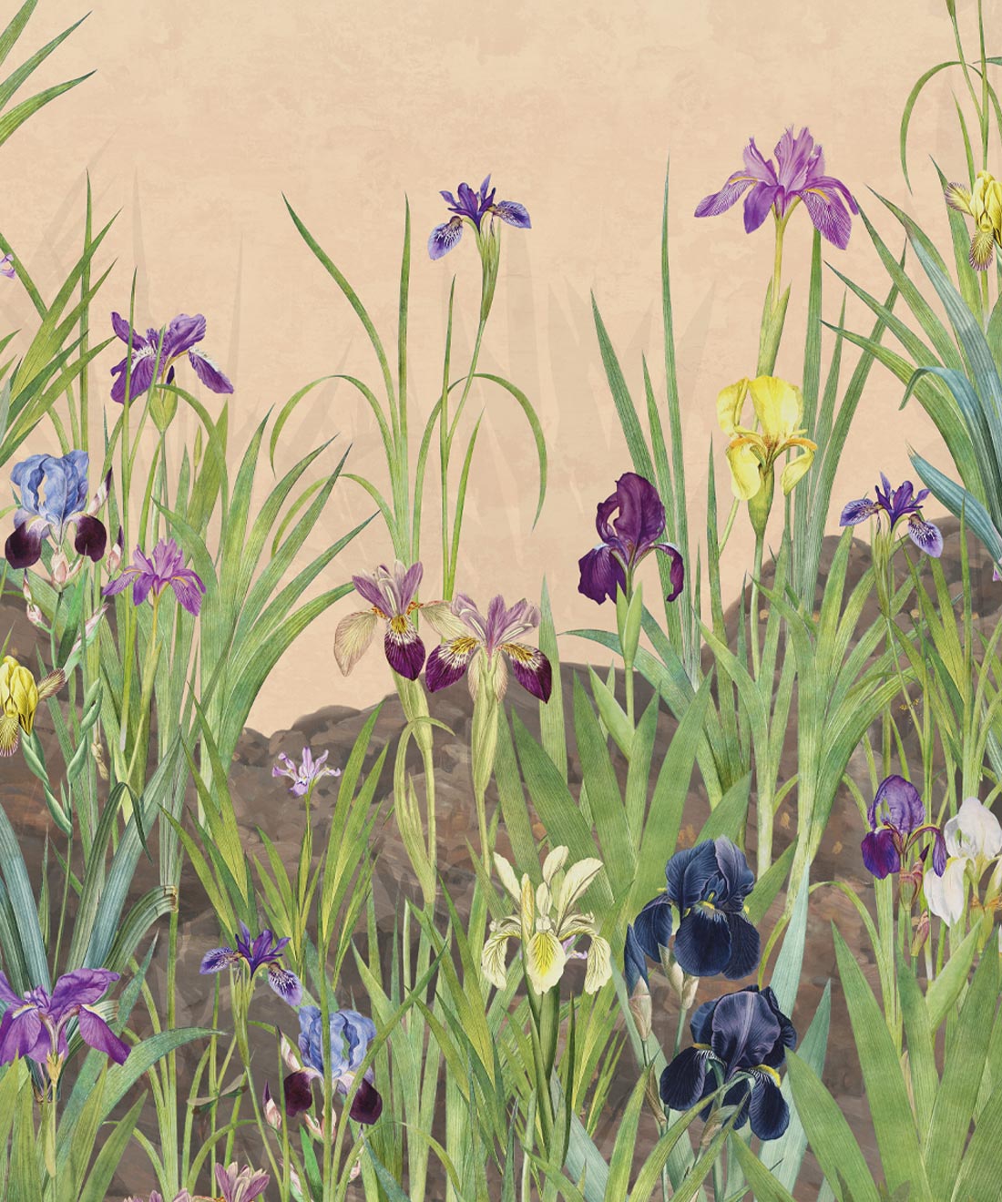 Iris Garden Nursery Mural - Green