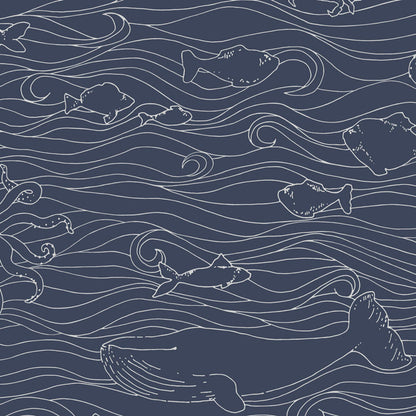 399043 - Mini Me High Tide Wallpaper - Blue - Eijffinger