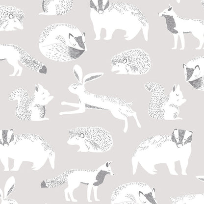 399060 - Mini Me Forest Animals Wallpaper - Grey - Eijffinger
