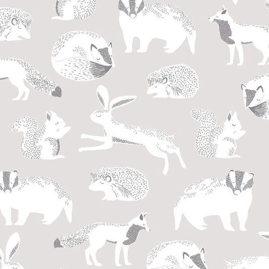 399060 - Mini Me Forest Animals Wallpaper - Grey - Eijffinger