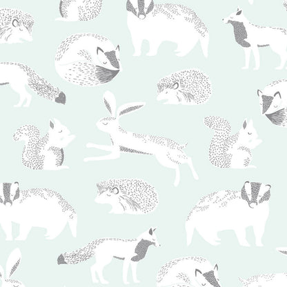 399061 - Mini Me Forest Animals Wallpaper - White - Eijffinger