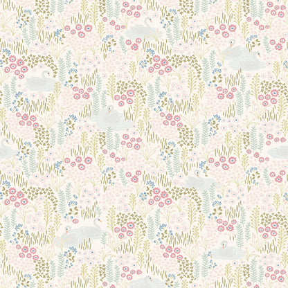 399118 - Mini Me Vintage Swans Mural Wallpaper - Multi - Eijffinger
