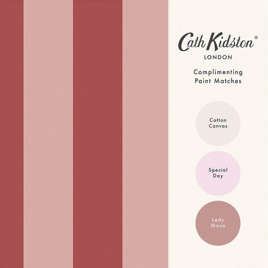 Canopy Stripe Wallpaper - Pink & Red - 125519 - Cath Kidston