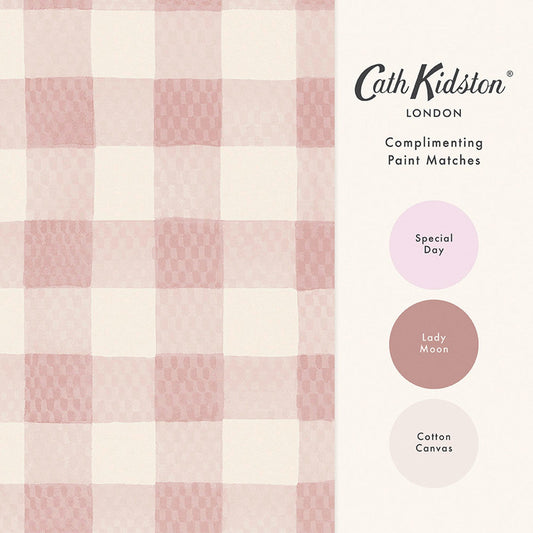 Painted Gingham Wallpaper - Pink - 125515 - Cath Kidston