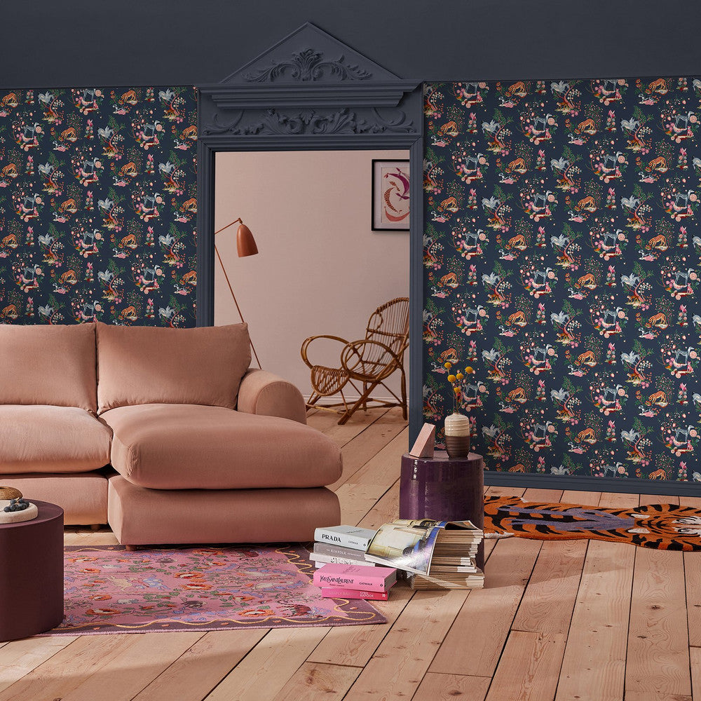 Painted Kingdom Wallpaper - Navy - 125526 - Cath Kidston