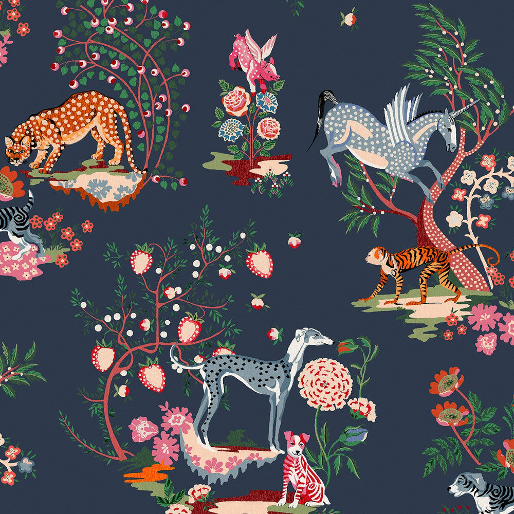 Painted Kingdom Wallpaper - Navy - 125526 - Cath Kidston